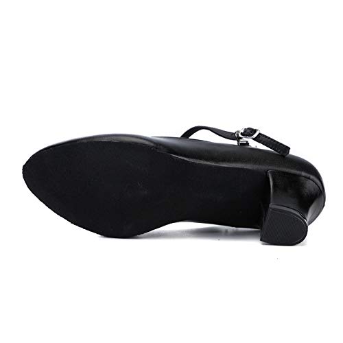 HIPPOSEUS Zapatos de Baile de carácter con Punta Cerrada para Mujer T-Strap - Salón de Baile Salsa Latina Tango Zapatos de práctica de Baile Zapato de Vestir de Baile,Negro,EU 38