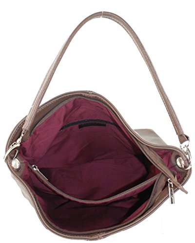 histoireDaccessoires - Bolso de Cuero de Mujer para Llevar al Hombro - SA094623GO-Amanda - Topo, TU