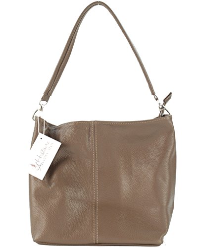 histoireDaccessoires - Bolso de Cuero de Mujer para Llevar al Hombro - SA094623GO-Amanda - Topo, TU