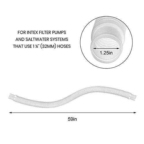 HITECHLIFE Manguera de repuesto para bomba de piscina, tubo de piscina con 2 abrazaderas de metal, manguera de conexión para bomba de filtro Intex 607 y 637