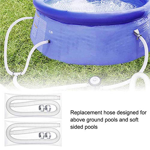 HITECHLIFE Manguera de repuesto para bomba de piscina, tubo de piscina con 2 abrazaderas de metal, manguera de conexión para bomba de filtro Intex 607 y 637