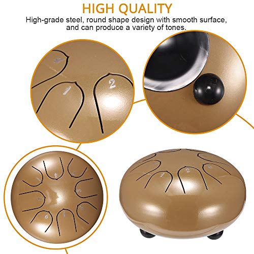 HITECHLIFE Nuevo Tambor de Lengua de Acero de 6 Pulgadas, 8 Notas, Kit de Tambor de Mano Con Mazos, Baquetas, Libro de Tutorial, Bolsa de Transporte, para Adultos, Práctica de Yoga, Meditación HITECHLIFE Nuevo Tambor de Lengua de Acero de 6 Pulgadas, 8 Notas, Kit de Tambor de Mano Con Mazos, Baquetas, Libro de Tutorial, Bolsa de Transporte, para Adultos, Práctica de Yoga, Meditación