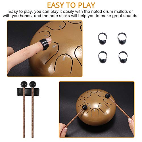 HITECHLIFE Nuevo Tambor de Lengua de Acero de 6 Pulgadas, 8 Notas, Kit de Tambor de Mano Con Mazos, Baquetas, Libro de Tutorial, Bolsa de Transporte, para Adultos, Práctica de Yoga, Meditación HITECHLIFE Nuevo Tambor de Lengua de Acero de 6 Pulgadas, 8 Notas, Kit de Tambor de Mano Con Mazos, Baquetas, Libro de Tutorial, Bolsa de Transporte, para Adultos, Práctica de Yoga, Meditación