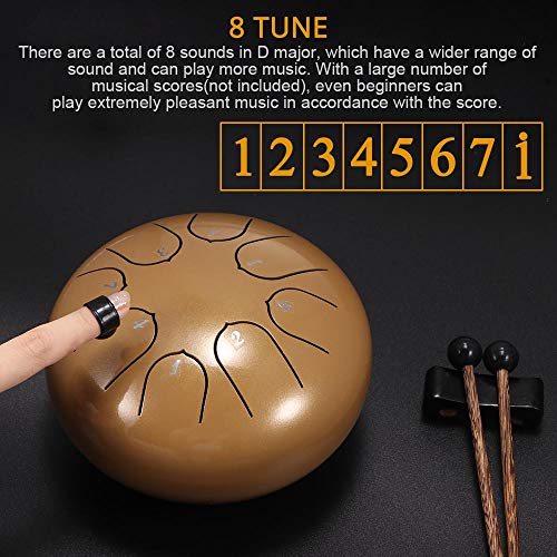 HITECHLIFE Nuevo Tambor de Lengua de Acero de 6 Pulgadas, 8 Notas, Kit de Tambor de Mano Con Mazos, Baquetas, Libro de Tutorial, Bolsa de Transporte, para Adultos, Práctica de Yoga, Meditación HITECHLIFE Nuevo Tambor de Lengua de Acero de 6 Pulgadas, 8 Notas, Kit de Tambor de Mano Con Mazos, Baquetas, Libro de Tutorial, Bolsa de Transporte, para Adultos, Práctica de Yoga, Meditación