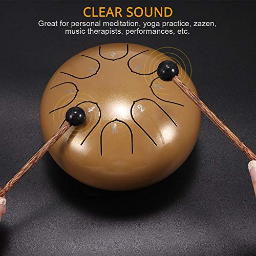 HITECHLIFE Nuevo Tambor de Lengua de Acero de 6 Pulgadas, 8 Notas, Kit de Tambor de Mano Con Mazos, Baquetas, Libro de Tutorial, Bolsa de Transporte, para Adultos, Práctica de Yoga, Meditación HITECHLIFE Nuevo Tambor de Lengua de Acero de 6 Pulgadas, 8 Notas, Kit de Tambor de Mano Con Mazos, Baquetas, Libro de Tutorial, Bolsa de Transporte, para Adultos, Práctica de Yoga, Meditación