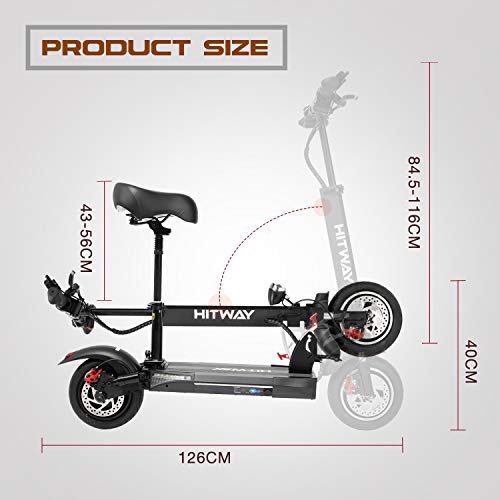 HITWAY Patinete eléctrico, Patinete Electrico Adultos Potencia máxima de 800 W, Patinete eléctrico Plegable, 50 Km Alcance, 3 Modos de conducción, Scooter portátil Plegable para Adultos HITWAY Patinete eléctrico, Patinete Electrico Adultos Potencia máxima de 800 W, Patinete eléctrico Plegable, 50 Km Alcance, 3 Modos de conducción, Scooter portátil Plegable para Adultos