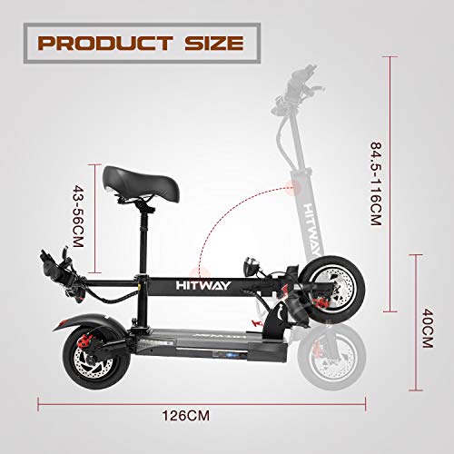 HITWAY Patinete eléctrico, Patinete Electrico Adultos Potencia máxima de 800 W, Patinete eléctrico Plegable, 50 Km Alcance, 3 Modos de conducción, Scooter portátil Plegable para Adultos