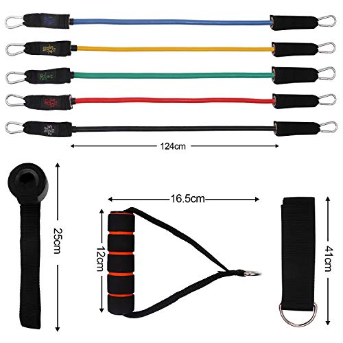 Hiveseen Bandas Elásticas Fitness 150LBS, Set Bandas de Resistencia 11 PCS, 5 Tubos de Látex con Ancla de Puerta y Manijas, Entrenamiento de Resistencia para Fitness, Yoga, Rehabilitación Hiveseen Bandas Elásticas Fitness 150LBS, Set Bandas de Resistencia 11 PCS, 5 Tubos de Látex con Ancla de Puerta y Manijas, Entrenamiento de Resistencia para Fitness, Yoga, Rehabilitación
