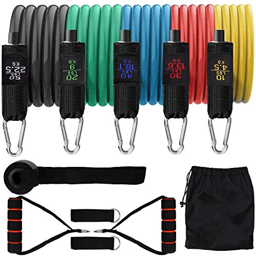 Hiveseen Bandas Elásticas Fitness 150LBS, Set Bandas de Resistencia 11 PCS, 5 Tubos de Látex con Ancla de Puerta y Manijas, Entrenamiento de Resistencia para Fitness, Yoga, Rehabilitación Hiveseen Bandas Elásticas Fitness 150LBS, Set Bandas de Resistencia 11 PCS, 5 Tubos de Látex con Ancla de Puerta y Manijas, Entrenamiento de Resistencia para Fitness, Yoga, Rehabilitación