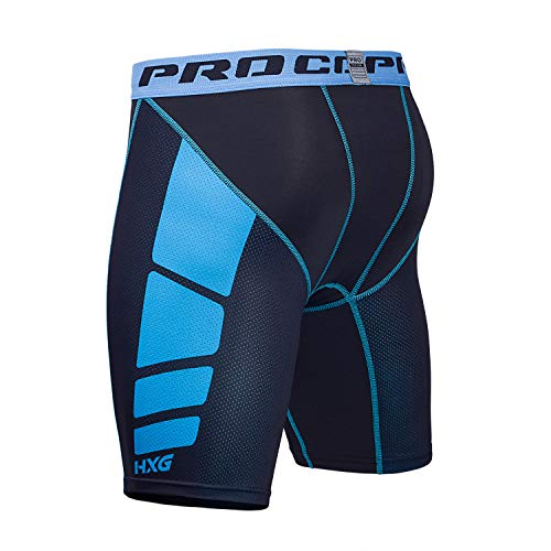 Hivexagon Pantalones Cortos de Compresión de Media Pierna para Deportes, Correr y Entrenamiento de Gimnasio SM008BUL