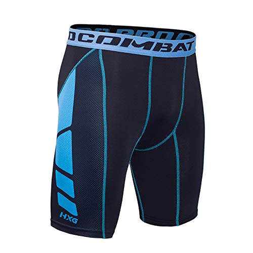 Hivexagon Pantalones Cortos de Compresión de Media Pierna para Deportes, Correr y Entrenamiento de Gimnasio SM008BUL