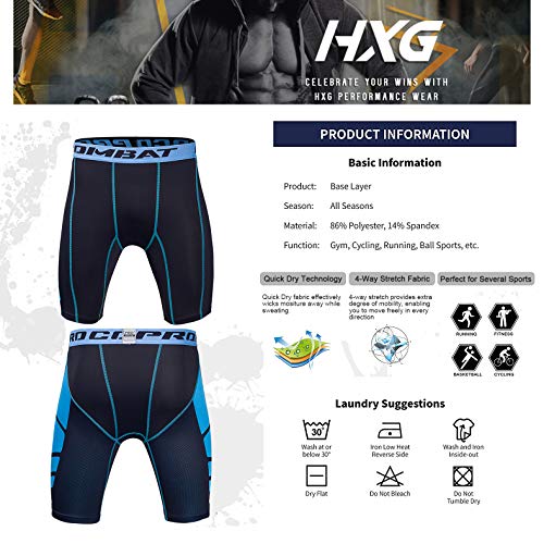 Hivexagon Pantalones Cortos de Compresión de Media Pierna para Deportes, Correr y Entrenamiento de Gimnasio SM008BUL