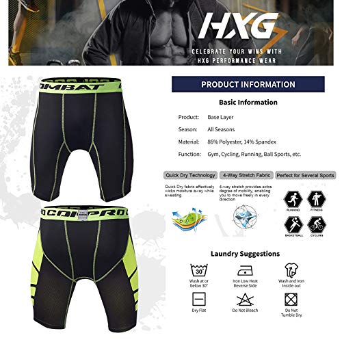 Hivexagon Pantalones Cortos de Compresión de Media Pierna para Deportes, Correr y Entrenamiento de Gimnasio SM008GNL