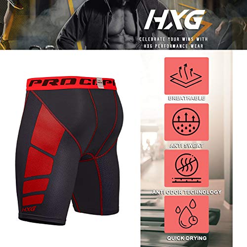Hivexagon Pantalones Cortos de Compresión de Media Pierna para Deportes, Correr y Entrenamiento de Gimnasio SM008RDL