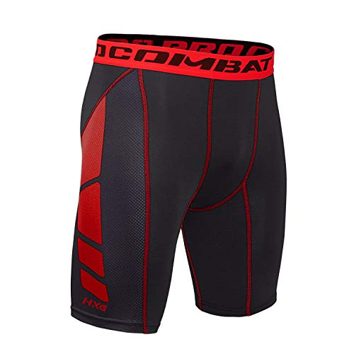 Hivexagon Pantalones Cortos de Compresión de Media Pierna para Deportes, Correr y Entrenamiento de Gimnasio SM008RDL