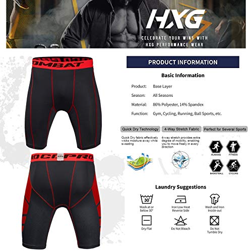 Hivexagon Pantalones Cortos de Compresión de Media Pierna para Deportes, Correr y Entrenamiento de Gimnasio SM008RDM