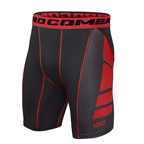 Hivexagon Pantalones Cortos de Compresión de Media Pierna para Deportes, Correr y Entrenamiento de Gimnasio SM008RDM