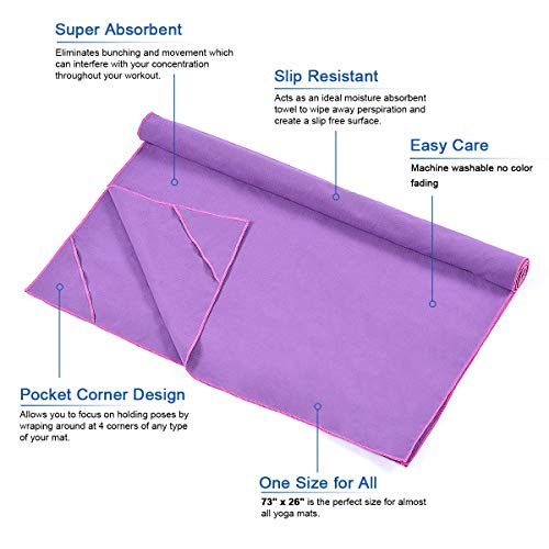 Hivexagon Toalla de Yoga con Esquinas de Anclaje, Toalla de Yoga Antideslizante, Material de Microfibra, súper Suave, Absorbente del Sudor, Ideal para Yoga, Pilates y Entrenamiento (púrpura) Hivexagon Toalla de Yoga con Esquinas de Anclaje, Toalla de Yoga Antideslizante, Material de Microfibra, súper Suave, Absorbente del Sudor, Ideal para Yoga, Pilates y Entrenamiento (púrpura)
