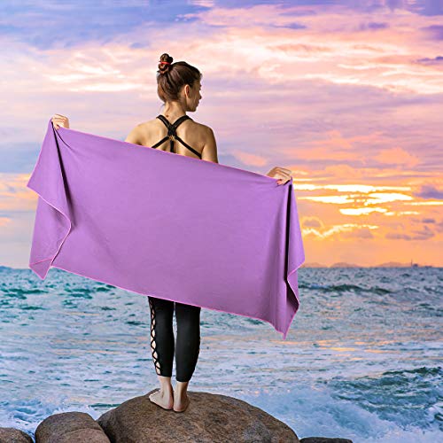 Hivexagon Toalla de Yoga con Esquinas de Anclaje, Toalla de Yoga Antideslizante, Material de Microfibra, súper Suave, Absorbente del Sudor, Ideal para Yoga, Pilates y Entrenamiento (púrpura)