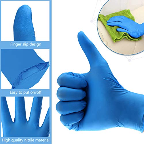 Hizek 100 piezas guantes azul, sin polvo de talco, sin látex, antialérgicos, resistentes al desgaste,L