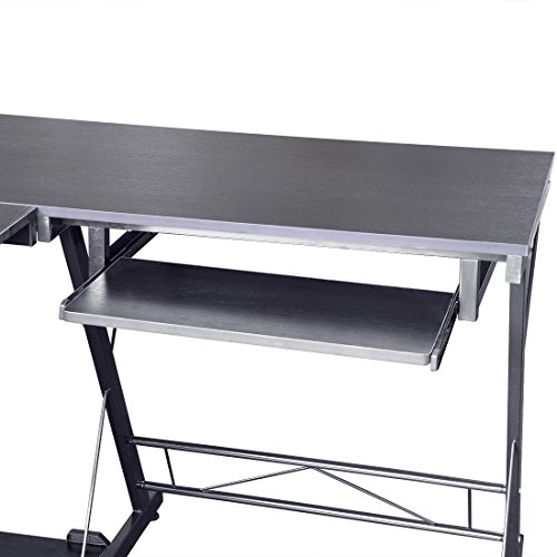 hj Escritorio Mesa L para Ordenador Oficina Estudio Esquina Madera Ajustable (Negro) 161 * 120 * 73cm