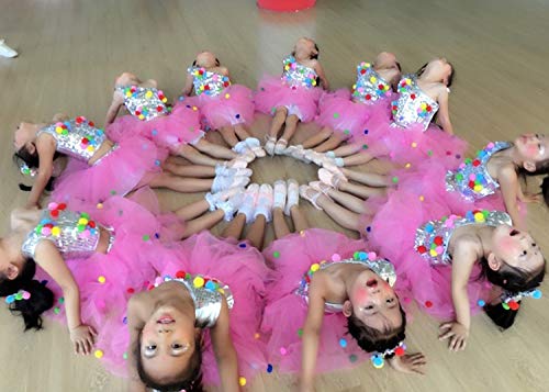 Hjbds De los niños Vestuario teatral Chica Modern Dance Kids Jazz Danza del Traje de Lentejuelas de Ropa de niña en Traje de Danza contemporánea (Color : Rhodo, Size : 100)