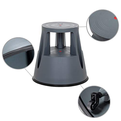 hjh OFFICE 830001 taburete escalera TIO-M I plástico gris oscuro taburete con ruedas cocina hogar oficina hjh OFFICE 830001 taburete escalera TIO-M I plástico gris oscuro taburete con ruedas cocina hogar oficina