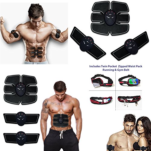 HK Online Smart Fitness 1 Entrenador de Abdominales EMS -2 x estimulador de Brazos, 3 Dispositivos de Control y cinturón de Gimnasio Incluido