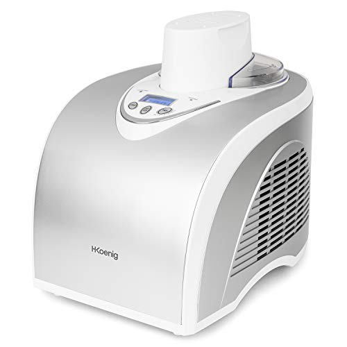 H.Koenig Máquina para Hacer Helados Caseros y Sorbetes, con Compresor 135 W, 1 litros, Gris, Acero Inoxidable HF180 H.Koenig Máquina para Hacer Helados Caseros y Sorbetes, con Compresor 135 W, 1 litros, Gris, Acero Inoxidable HF180