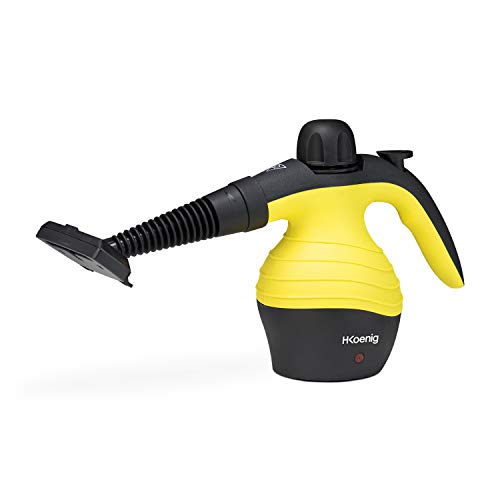 H.Koenig NV60 Limpiador A Vapor Compacto, Vaporeta 1000W, 4,2 Bares, Capacidad de Agua de 350 ml, Amarillo, Plástico