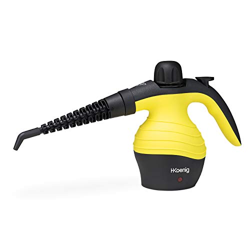 H.Koenig NV60 Limpiador A Vapor Compacto, Vaporeta 1000W, 4,2 Bares, Capacidad de Agua de 350 ml, Amarillo, Plástico