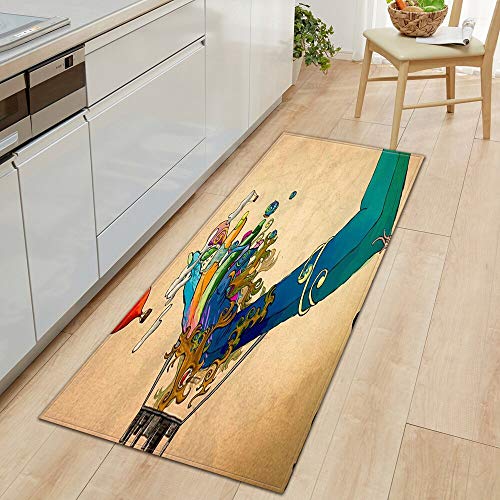 HLXX Moderno hogar Largo Felpudo Sala de Estar Decorar Alfombra balcón Alfombra Impresa Pasillo Piso Antideslizante Alfombra de baño A16 60x180cm