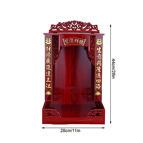 HLZY Altar gabinete - 18.1" Lucky Fortune Buddha altar Gabinete tallada mano de la capilla del altar de meditación Tabla Buda Altar del soporte del estante, conveniente for la decoración de su lugar e