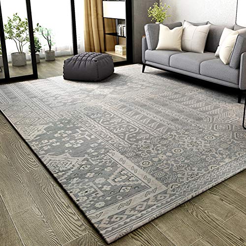 HM&DX Marroquí Alfombras Geométrico,Antideslizante Fibra De Algodón Pila Corta Alfombra De Suelo Decorativo Modernas Alfombra Salon Gris 160x230cm(63x90in)