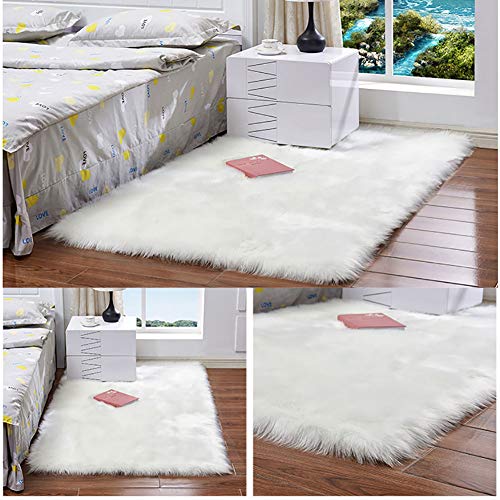 HM&DX Shaggy Alfombras Imitación De Piel De Cordero Piel Sintética, Suave Acogedor Fluffy Alfombras De Dormitorio Antideslizante Moderno Alfombra Sala Habitación Vivero -Blanco 60x150cm(24x59inch) HM&DX Shaggy Alfombras Imitación De Piel De Cordero Piel Sintética, Suave Acogedor Fluffy Alfombras De Dormitorio Antideslizante Moderno Alfombra Sala Habitación Vivero -Blanco 60x150cm(24x59inch)
