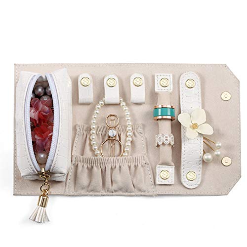 HM&DX Viajar Caja joyero Organizador, Joyas Rollo Bolsa de Viaje Caso de Las Mujeres, Portátil Joyería Caja de Almacenamiento para Collares, Aretes, Anillos-Rosado