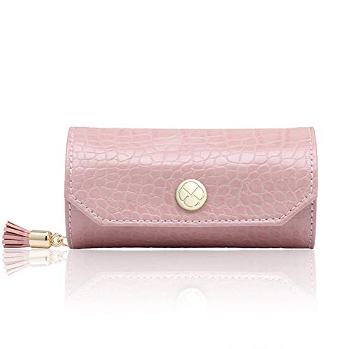 HM&DX Viajar Caja joyero Organizador, Joyas Rollo Bolsa de Viaje Caso de Las Mujeres, Portátil Joyería Caja de Almacenamiento para Collares, Aretes, Anillos-Rosado