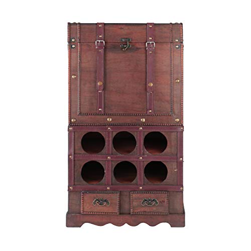 HMF 6500-176 Botellero Antiguo de Madera con Baúl | 76 x 43 x 33 cm | Francia