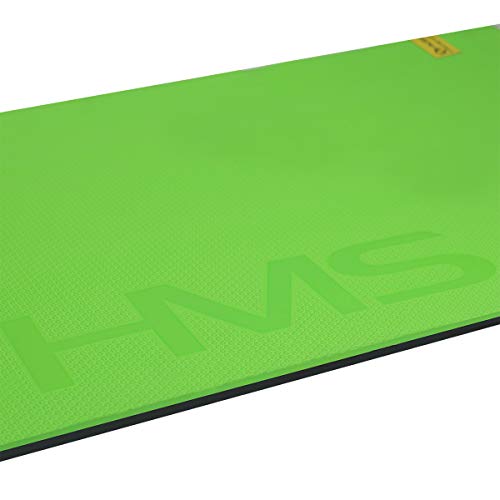 HMS - Esterilla antideslizante para yoga y pilates | extremadamente gruesa 110 x 55 x 1,5 cm | espuma EVA | Esterilla de yoga con ojales para colgar (verde)
