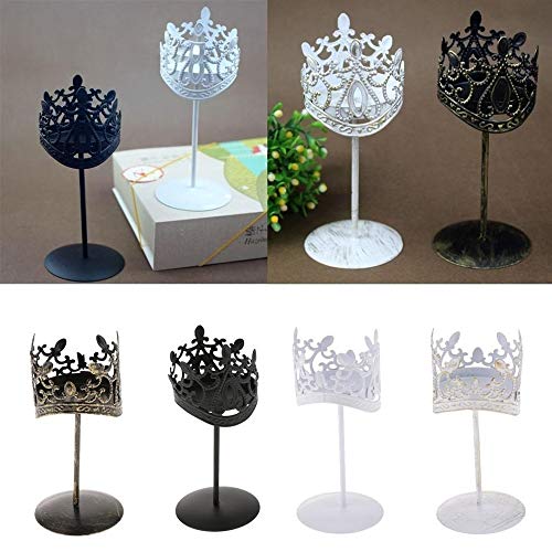 HMSCC Clásico Hierro Forjado Portavelas Boda de Velas pequeñas embarcaciones té de la lámpara de luz de los candelabros (Color : Blanco, Size : 1)