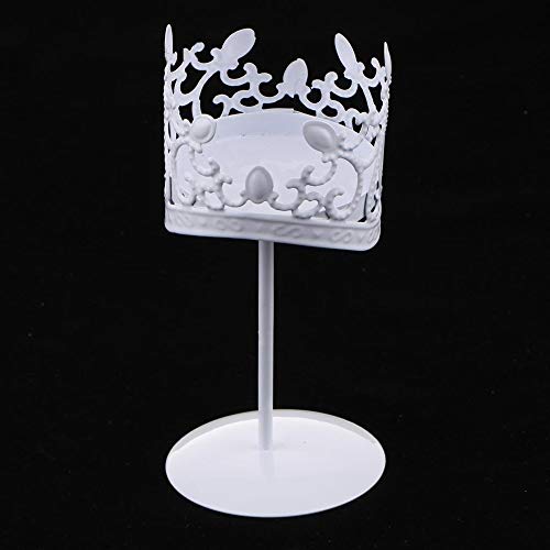 HMSCC Clásico Hierro Forjado Portavelas Boda de Velas pequeñas embarcaciones té de la lámpara de luz de los candelabros (Color : Blanco, Size : 1)