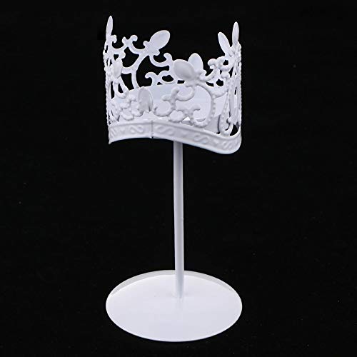 HMSCC Clásico Hierro Forjado Portavelas Boda de Velas pequeñas embarcaciones té de la lámpara de luz de los candelabros (Color : Blanco, Size : 1)