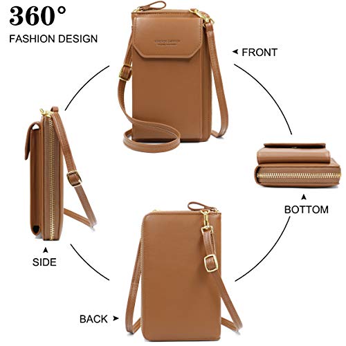HNOOM Bolso Movil Mujer, Bolso Bandolera Móvil, Bolso Pequeño Bandolera para Damas Mujeres con Ranuras para Tarjeta de Correa (Marrón) HNOOM Bolso Movil Mujer, Bolso Bandolera Móvil, Bolso Pequeño Bandolera para Damas Mujeres con Ranuras para Tarjeta de Correa (Marrón)