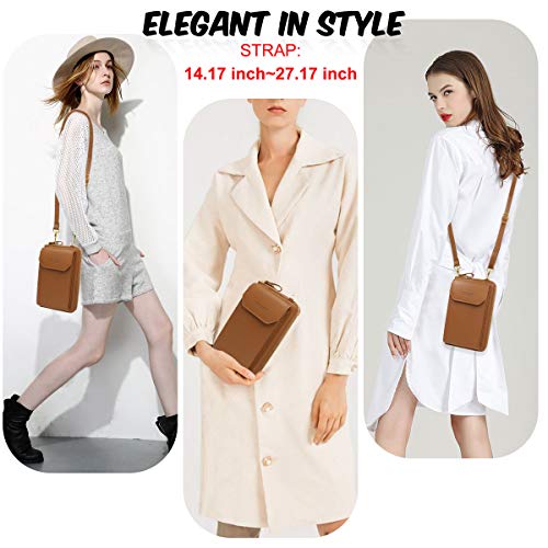 HNOOM Bolso Movil Mujer, Bolso Bandolera Móvil, Bolso Pequeño Bandolera para Damas Mujeres con Ranuras para Tarjeta de Correa (Marrón) HNOOM Bolso Movil Mujer, Bolso Bandolera Móvil, Bolso Pequeño Bandolera para Damas Mujeres con Ranuras para Tarjeta de Correa (Marrón)