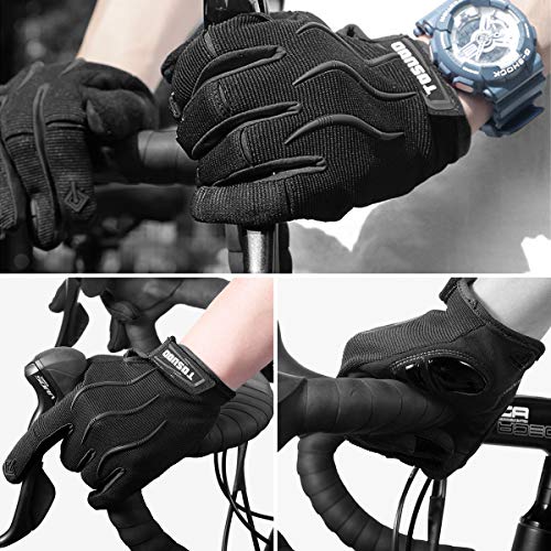 HNOOM Guantes Ciclismo Guantes MTB de Completos Dedos Guantes Bicicleta Montaña, Guantes Bicicleta Antideslizante Guantes Deportivos con Pantalla táctil de Correr Ciclismo Moto Deportivos (Negro, XL)