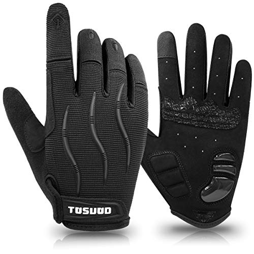 HNOOM Guantes Ciclismo Guantes MTB de Completos Dedos Guantes Bicicleta Montaña, Guantes Bicicleta Antideslizante Guantes Deportivos con Pantalla táctil de Correr Ciclismo Moto Deportivos (Negro, XL)