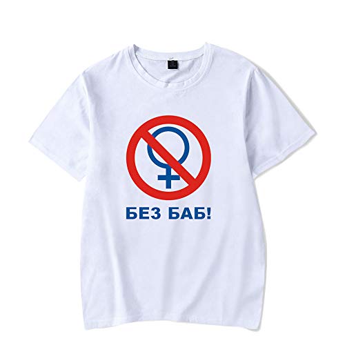HNOSD Fashion Summer Men T-Shirt Letra Rusa Divertida sin Camiseta de Mujer Hipster Letra Impresa Gay Pride Camiseta Blanca
