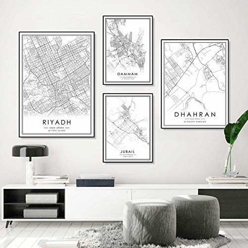 HNZKly España De la Lona Salon de Decoracion Barcelona Barcelona Málaga Sevilla Valencia Zaragoza Cuadro Pared Arte Ciudad Pinturas Mapa Salon Inicio Interior Poster B9