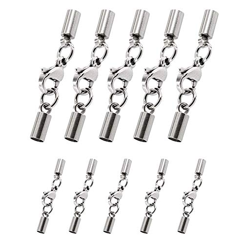 HO2NLE 10pcs Cierre para Pulseras de Cuero Acero Inoxidable Cierre Collar con Mosqueton Plata Langosta 2mm y 6mm para Bricolaje Cordón de Cuero Collares Fabricación de Joyas Colgante HO2NLE 10pcs Cierre para Pulseras de Cuero Acero Inoxidable Cierre Collar con Mosqueton Plata Langosta 2mm y 6mm para Bricolaje Cordón de Cuero Collares Fabricación de Joyas Colgante