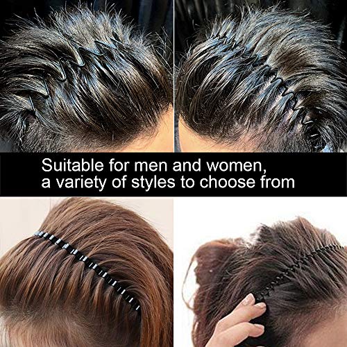 HO2NLE 6pcs Diadema de Metal Hombre y Mujer Unisex Diadema Negra Ondulada Flexible Diadema Antideslizante Simple Deporte Banda para el Cabello Peinado Pinchos Aro de Pelo Accesorios